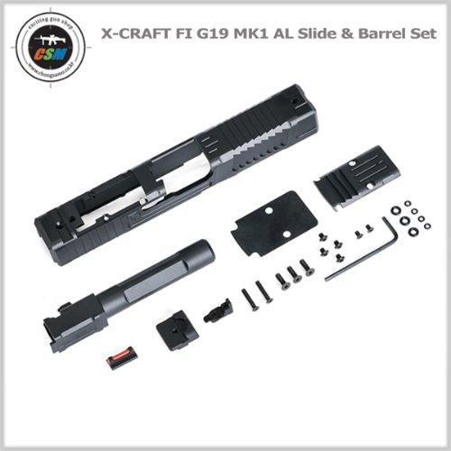 [VFC] X-CRAFT FI G19 MK1 AL Slide &amp; Barrel Set (Black Barrel/Gold Barrel)